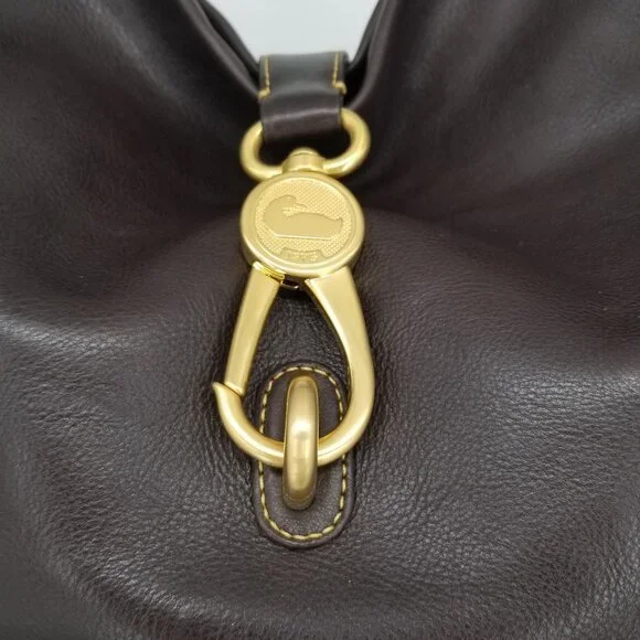 NWT Dooney & Bourke Soft Pebble Brown T'Moro Leather Logo Lock Shoulder Bag - Picture 3 of 14